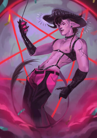 Fullbody illustration example (abstract background)