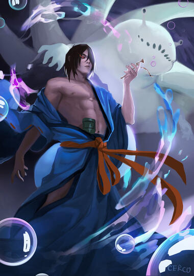 Fullbody illustration example (complex background)