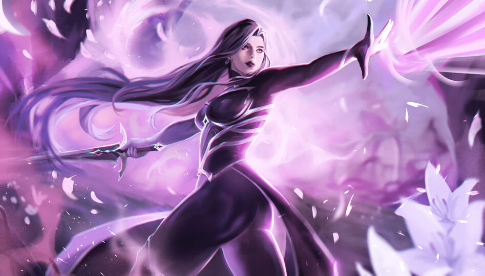 Halfbody illustration example (complex background)